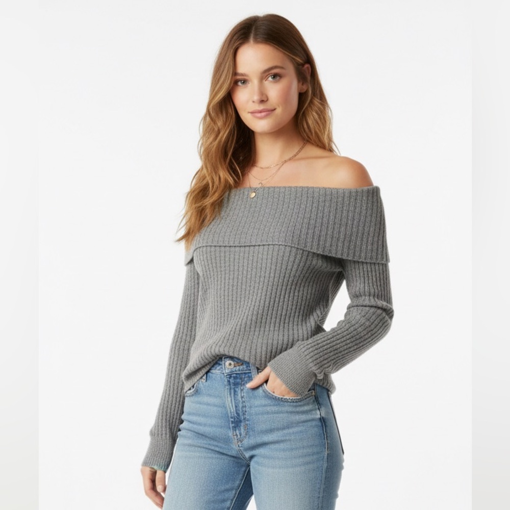 Offline By Aerie Throw Back Shrug Grey Knit Sweater Size Medium Comfy Boho